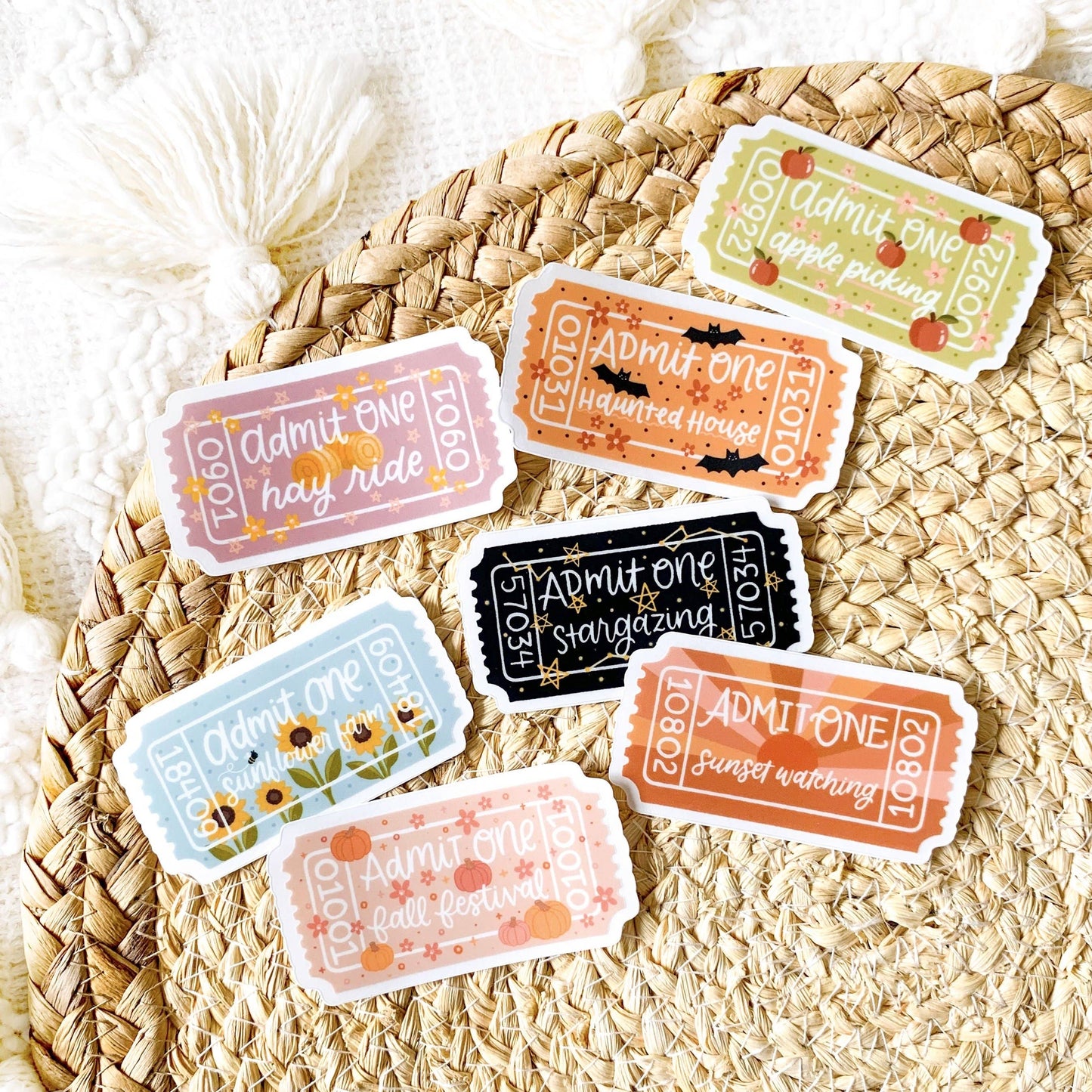 Clear Sunflower Farm Admit One Sticker, 2.7x1.5 in.