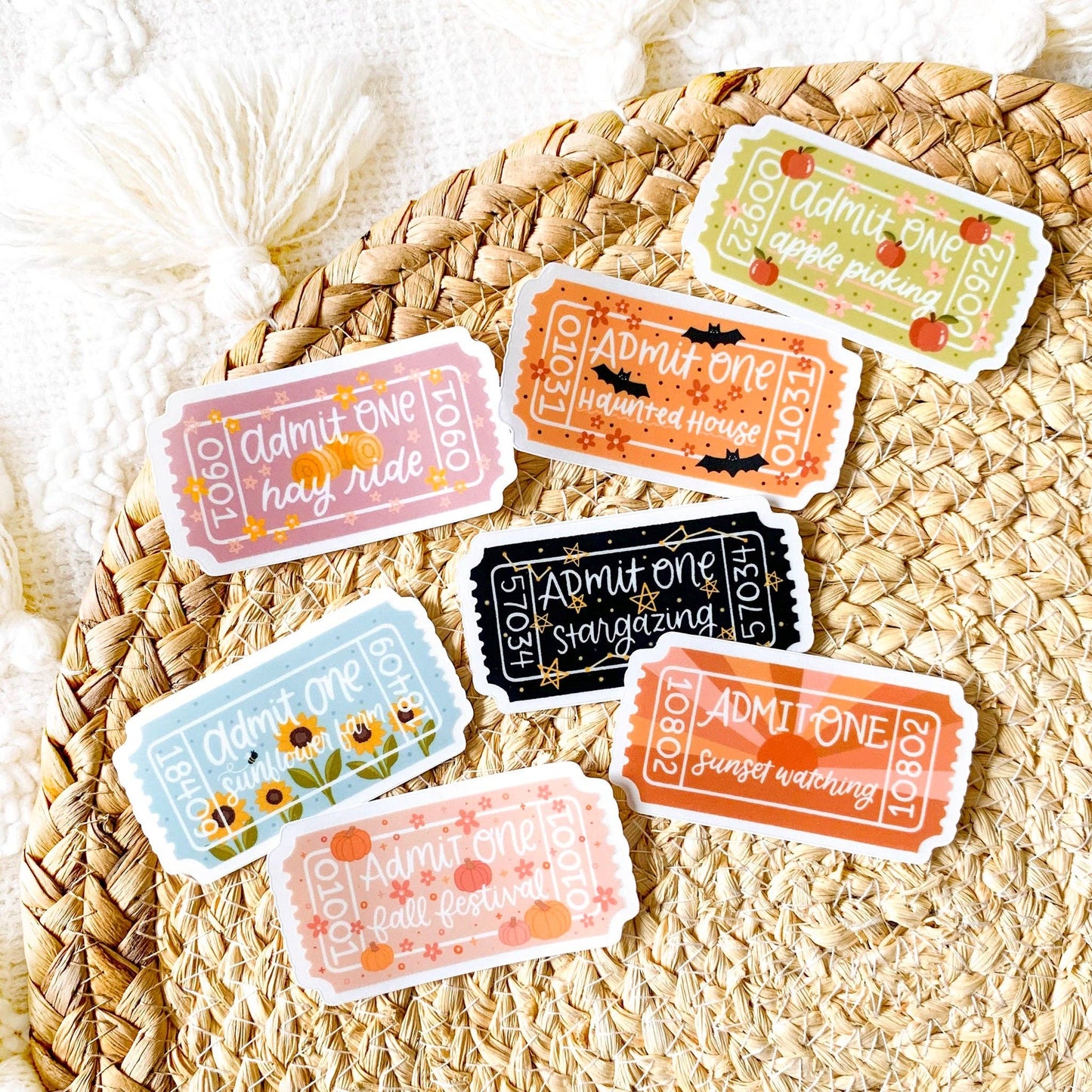 Clear Fall Festival Admit One Sticker, 2.7x1.5 in.