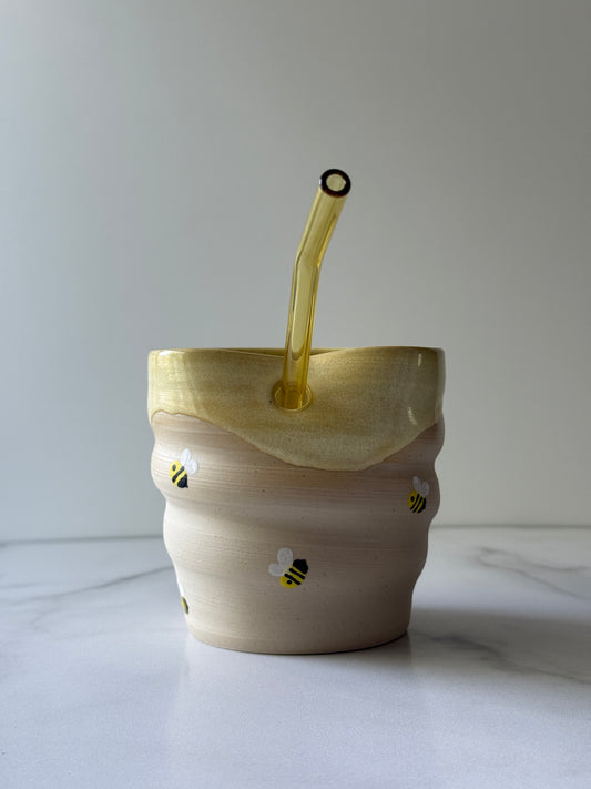 Handmade Straw Cup - Bees