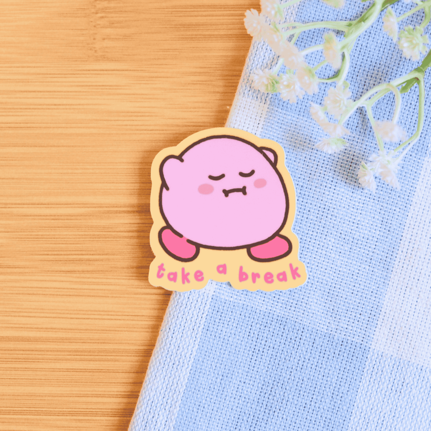 Pink Blob Self-Care Stickers: Breathe