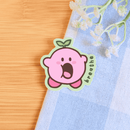 Pink Blob Self-Care Stickers: Breathe