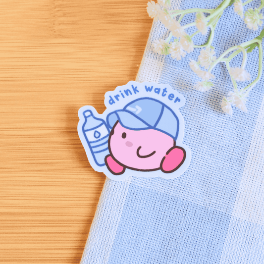 Pink Blob Self-Care Stickers: Drink Water