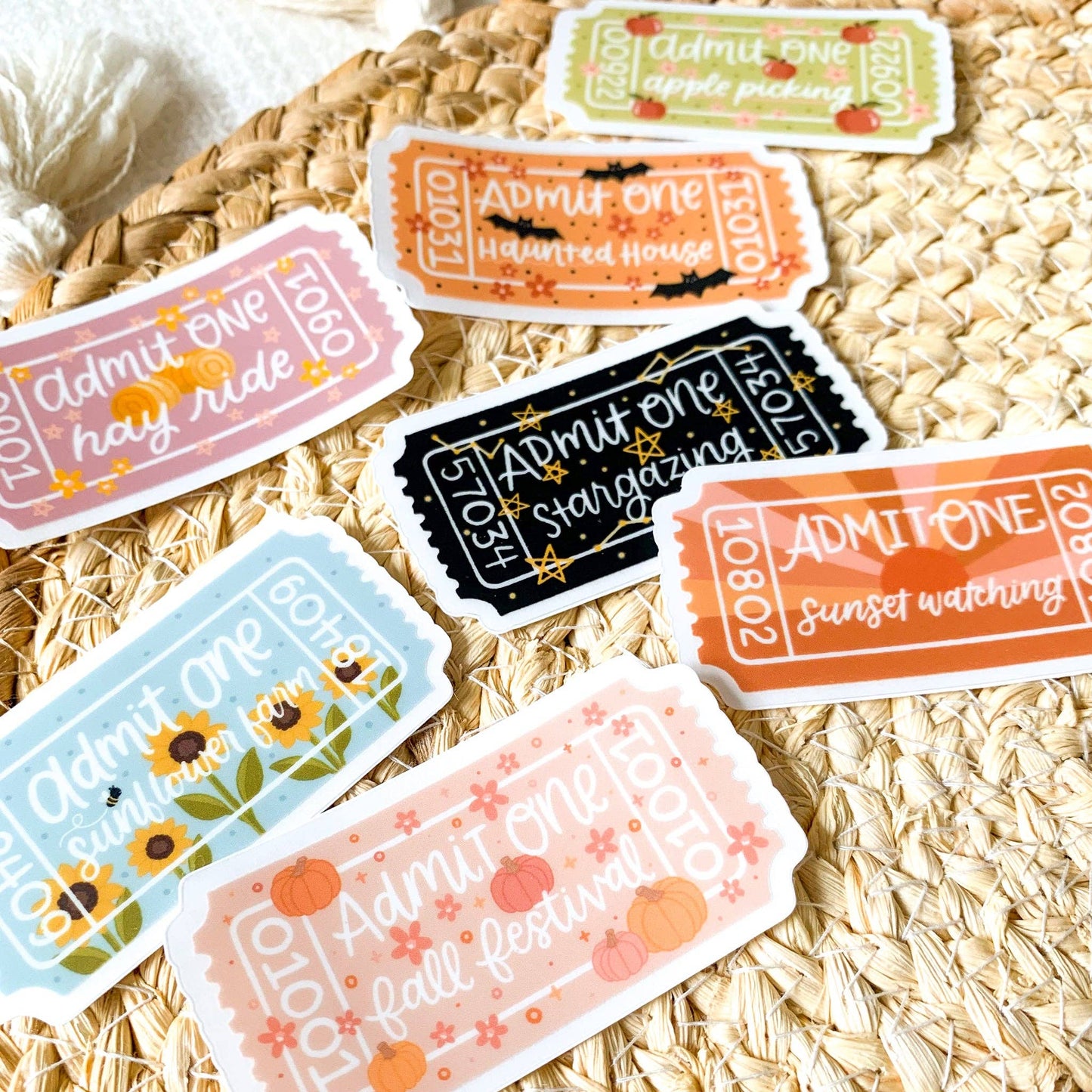 Clear Fall Festival Admit One Sticker, 2.7x1.5 in.