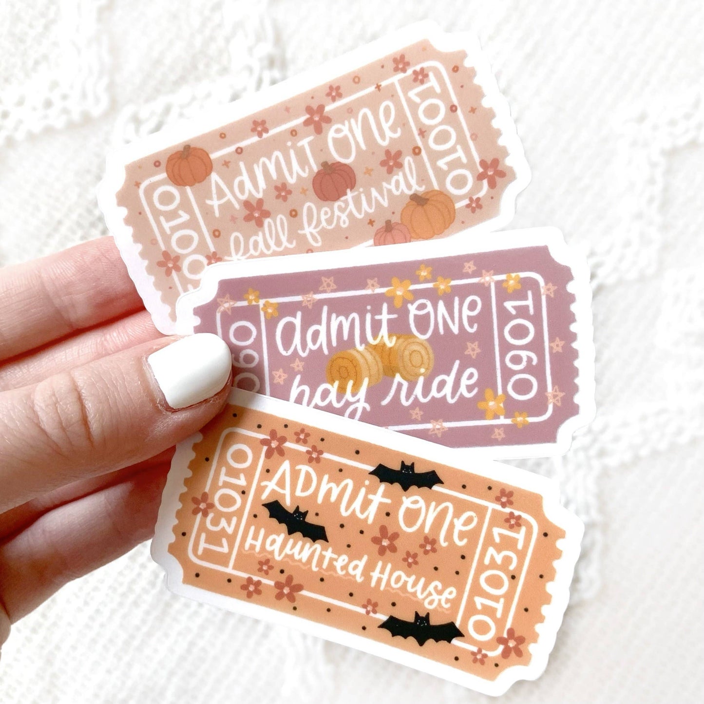 Clear Fall Festival Admit One Sticker, 2.7x1.5 in.