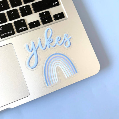 Clear Blue Yikes Sticker 3x2.5in